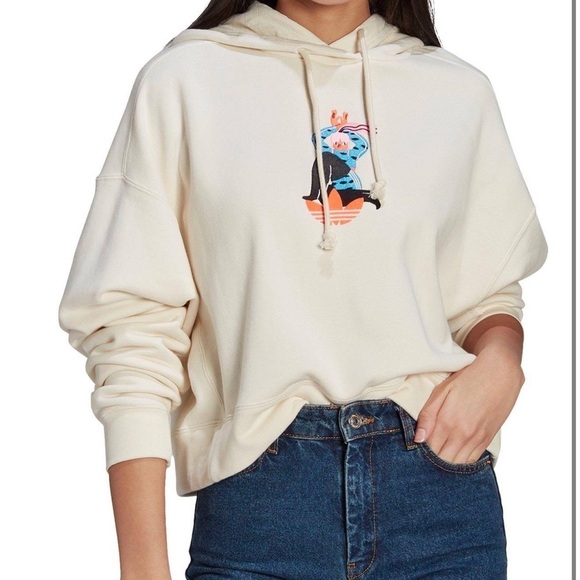 adidas Tops - ✅ Adidas Woman’s Ivory Embroidered Logo French Terry Hoodie XL